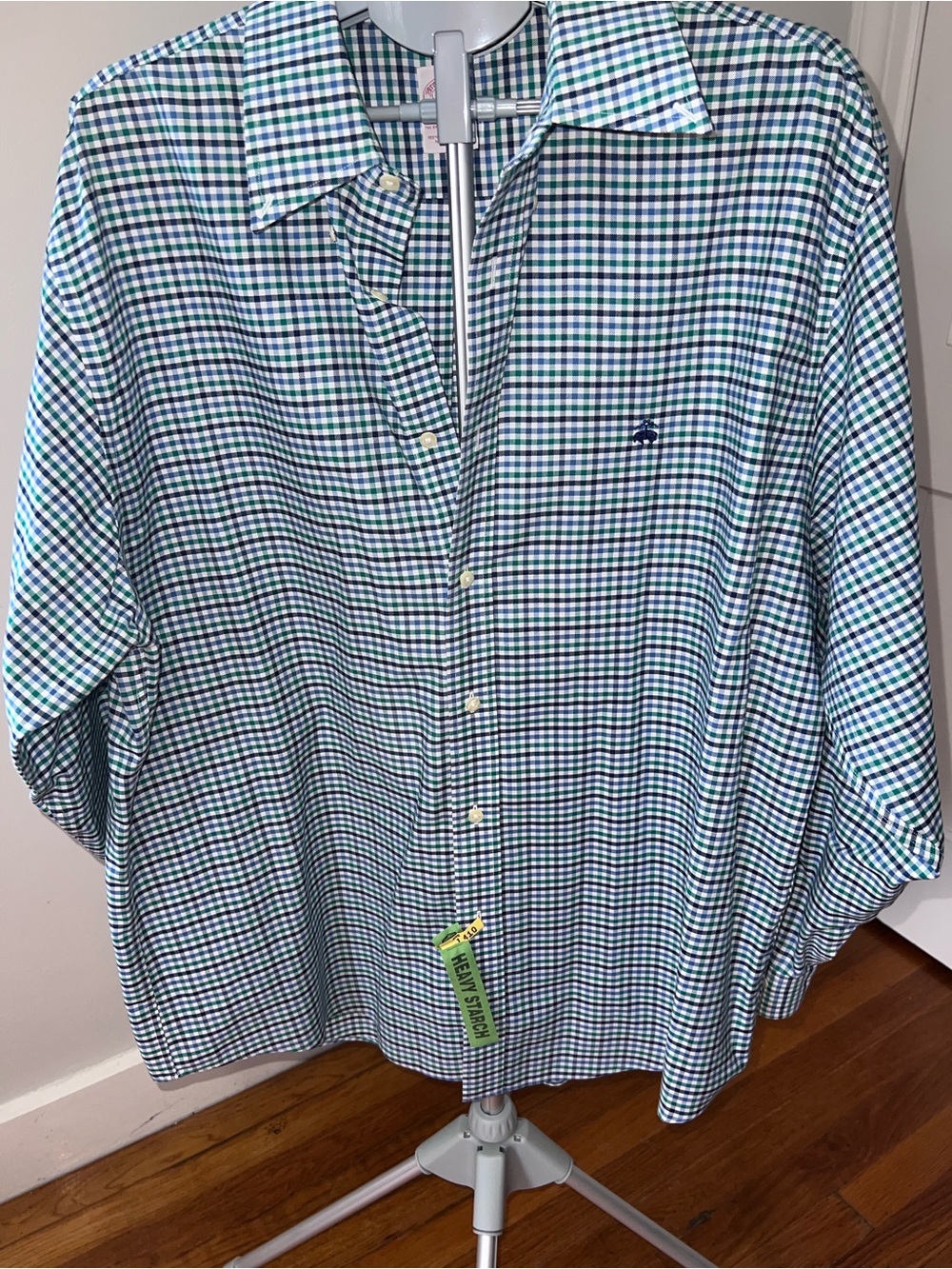 Brooks Brothers Green and Blue Gingham Button-Down Shirt